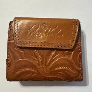 Nice! Brown Leather Patricia Nash Wallet Zip Around ID Multi Slots ~4" x 4.5"